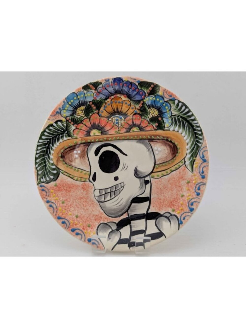 Mexican Talavera Ceramic Wall Plate - Hand Painted La Catrina 9.75"